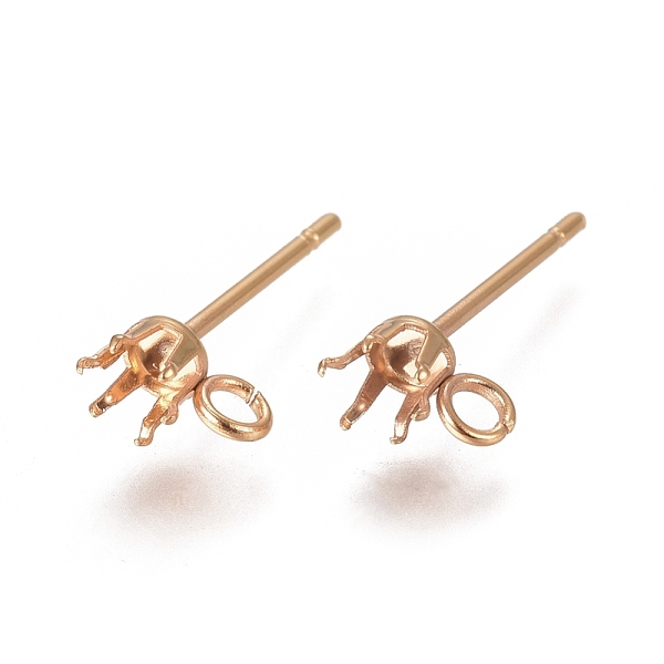 

PandaHall 304 Stainless Steel Post Stud Earring Settings, Prong Earring Setting, with Loop, Golden, 15x5.9~6.7mm, Hole: 1.7mm, Pin: 0.7mm...