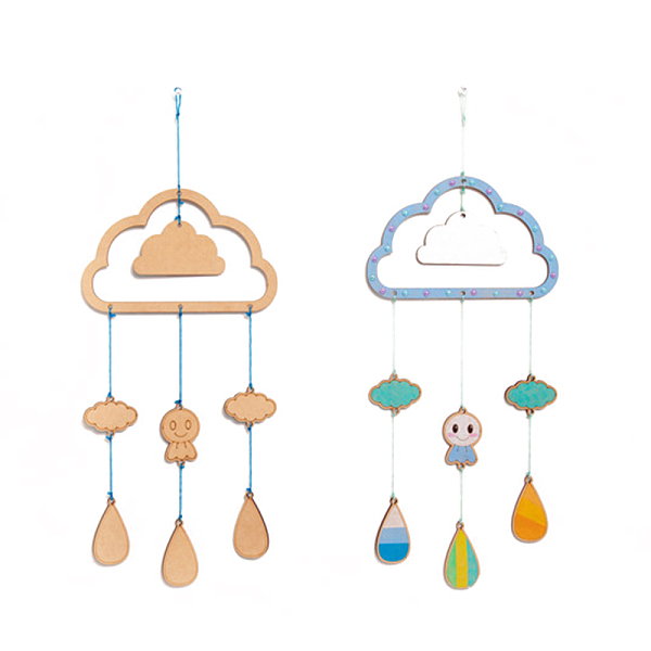 

PandaHall DIY Cloud Wind Chime Making Kit, Including 1Pc Wood Plates, 1 Card Cotton Thread and 1Pc Plastic Knitting Needles, for Children..., Multicolor