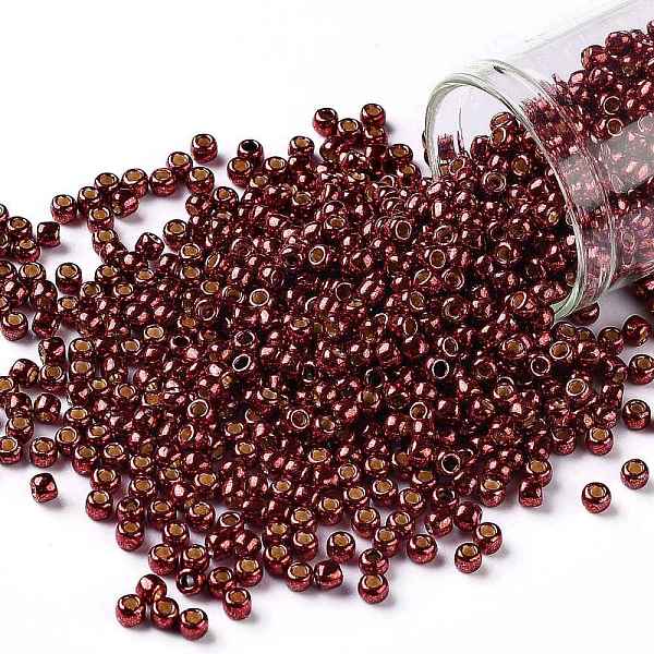 

PandaHall TOHO Round Seed Beads, Japanese Seed Beads, (PF564) PermaFinish Cabernet Red Metallic, 8/0, 3mm, Hole: 1mm, about 222pcs/bottle...