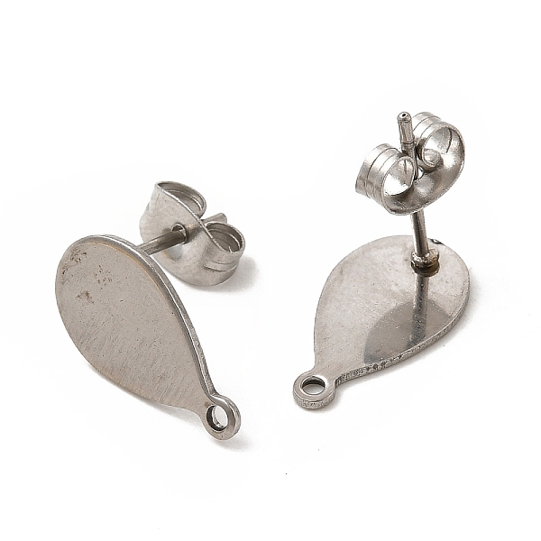 

PandaHall 201 Stainless Steel Stud Earring Findings, with 304 Stainless Steel Pins & Horizontal Loops, Teardrop, Stainless Steel Color...