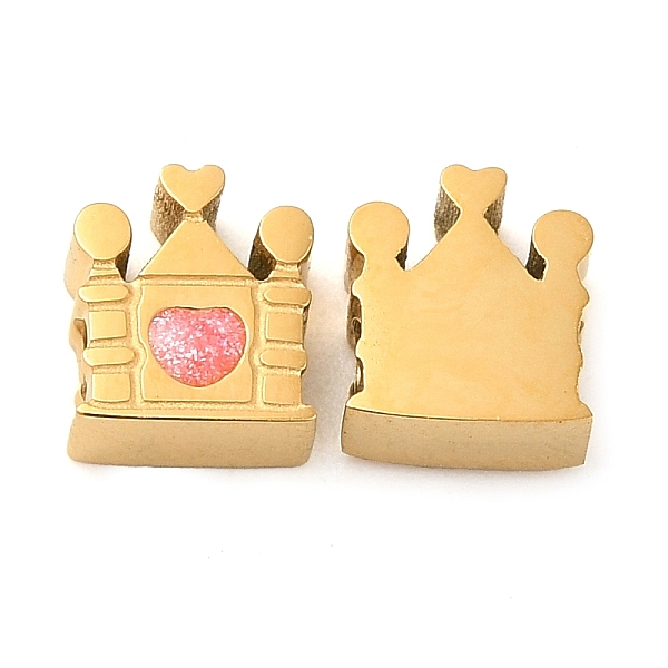 

PandaHall 304 Stainless Steel Beads, with Enamel, Castle, Real 18K Gold Plated, 7.5x6.5x3.5mm, Hole: 1.9mm Stainless Steel+Enamel Castle..., Pink