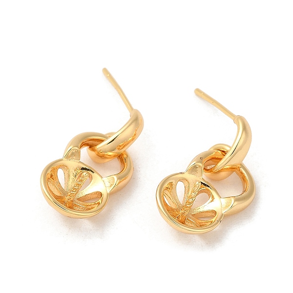 

PandaHall Brass Stud Earring Findings, with 925 Sterling Silver Pins, for Half Drilled Beads, Real 18K Gold Plated, 22mm, Pin: 12x0.8mm and...