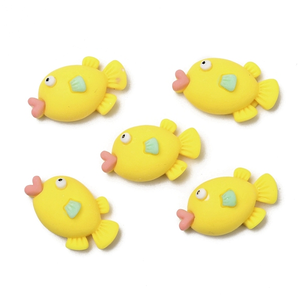 

PandaHall Opaque Resin Cabochons, Fish, Yellow, 13x22x8mm Resin Fish Yellow