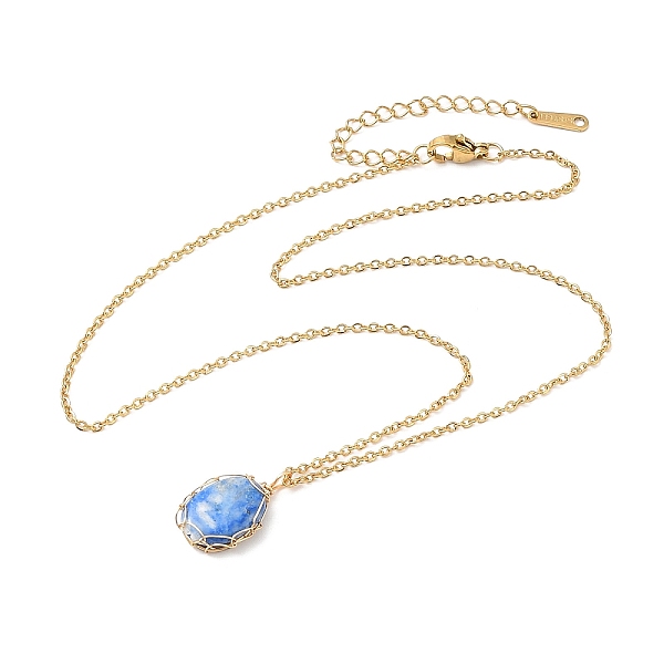 

PandaHall Natural Lapis Lazuli Oval Pendent Necklaces, 304 Stainless Steel Jewelry, Golden, 15.59 inch(39.6cm) Lapis Lazuli Oval