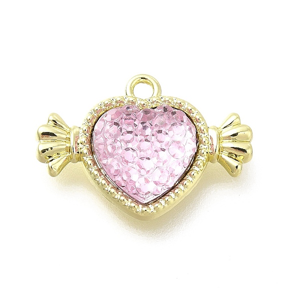 

PandaHall Transparent Pink Resin Rhinestone Charms, Heart Charms, with Alloy Findings, Light Gold, 15x21x4.5mm, Hole: 1.6mm Alloy+Resin...