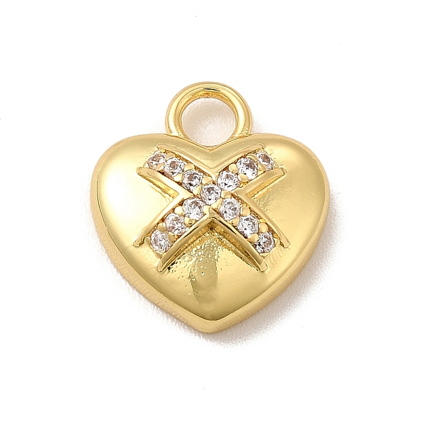 

PandaHall Rack Plating Brass Micro Pave Cubic Zirconia Charms, Cadmium Free & Lead Free, Long-Lasting Plated, Heart with Cross Charm, Real..., Clear