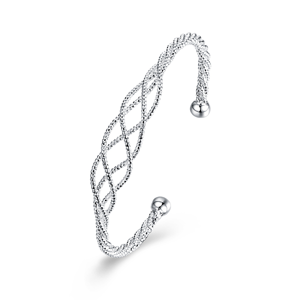 

PandaHall Trendy Brass Cuff Bangles, Silver Color Plated, 2-3/8 inch(60mm) Brass