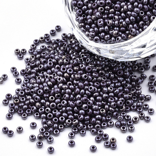 

PandaHall 12/0 Czech Opaque Glass Seed Beads, Lustered, Round, Indian Red, 2x1mm, Hole: 0.7mm, about 500g/bag Czech Glass
