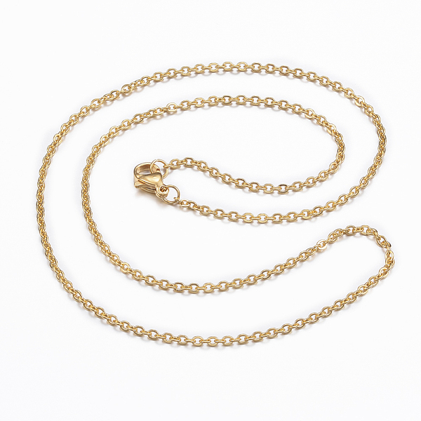 

PandaHall 304 Stainless Steel Cable Chain Necklaces, with Lobster Claw Clasps, Golden, 18.11 inch(46cm), 2x0.5mm Stainless Steel