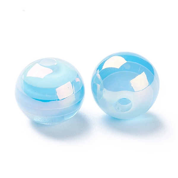 

PandaHall Stripe Resin Beads, AB Color, Rondelle, Deep Sky Blue, 15.5~16x13.5~14.5mm, Hole: 2.5~3.5mm Resin Rondelle