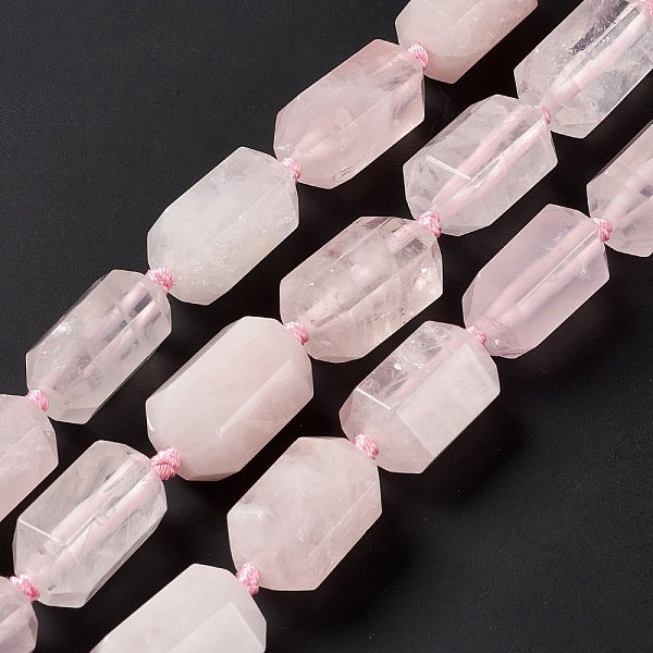 

PandaHall Natural Rose Quartz Beads Strands, Faceted, Column, 23.5~25x15~18x13~15.5mm, Hole: 1.6mm, about 15pcs/strand, 15.75~16.54 inch...