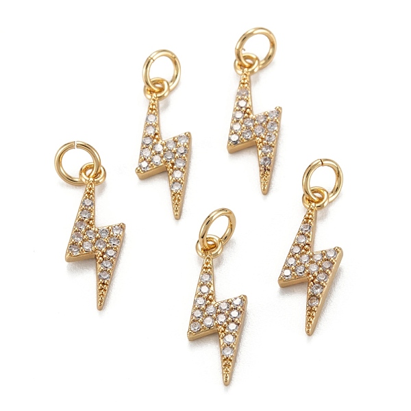 

PandaHall Brass Clear Cubic Zirconia Charms, with Jump Ring, Long-Lasting Plated, Lead Free & Cadmium Free, Lightning, Real 18K Gold Plated...