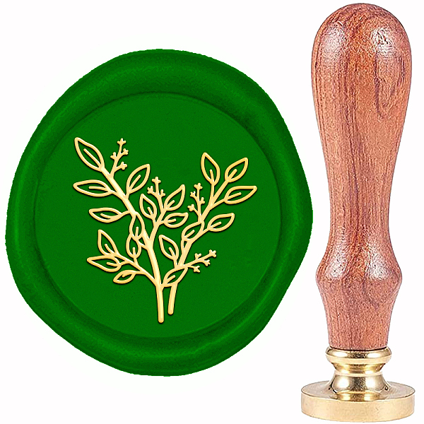 

PandaHall Brass Wax Seal Stamp, with Wood Handle, Golden, for DIY Scrapbooking, Branch Pattern, 20mm Brass Branch Gold