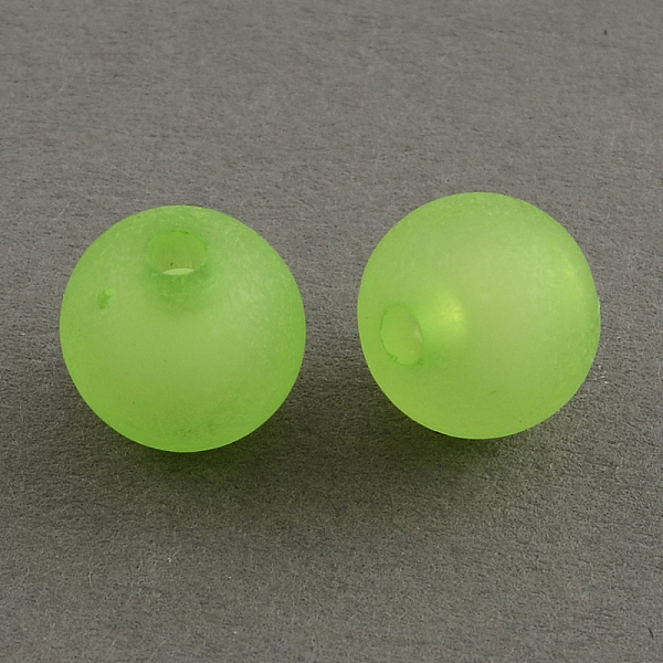 

PandaHall Frosted Acrylic Beads, Bead in Bead, Round, Lawn Green, 10mm, Hole: 2mm, about 629pcs/321g Acrylic Round Green