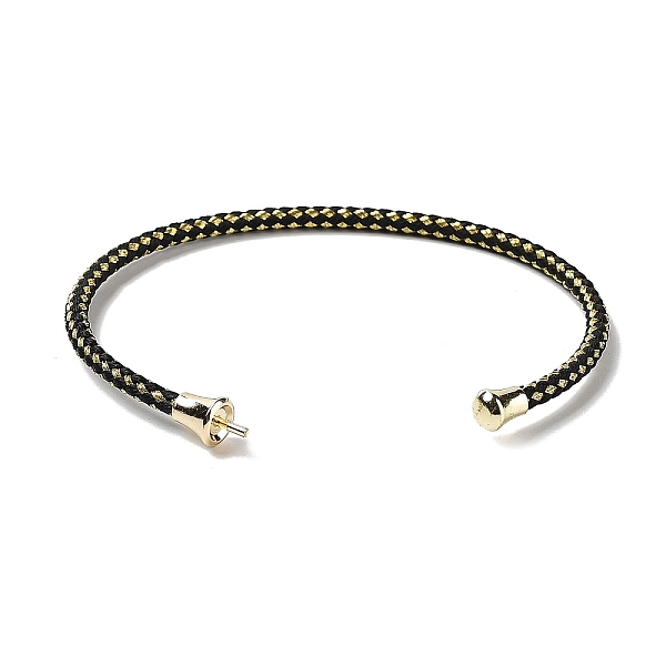

PandaHall Stainless Steel Cuff Bangle Making, with Golden Tone Brass Finding, for Half Drilled Beads, Black, Inner Diameter: 1-3/4x2-3/8...