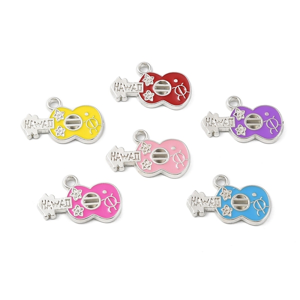 

PandaHall CCB Plastic Enamel Pendants, Platinum, Guitar Charms, Mixed Color, 18x30x2.5mm, Hole: 2.5mm Plastic Guitar Multicolor