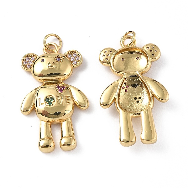 

PandaHall Brass Micro Pave Colorful Cubic Zirconia Pendants, with Jump Rings, Bear with Star Charms, Real 18K Gold Plated, 31x18x3.5mm, Hole..., Multicolor