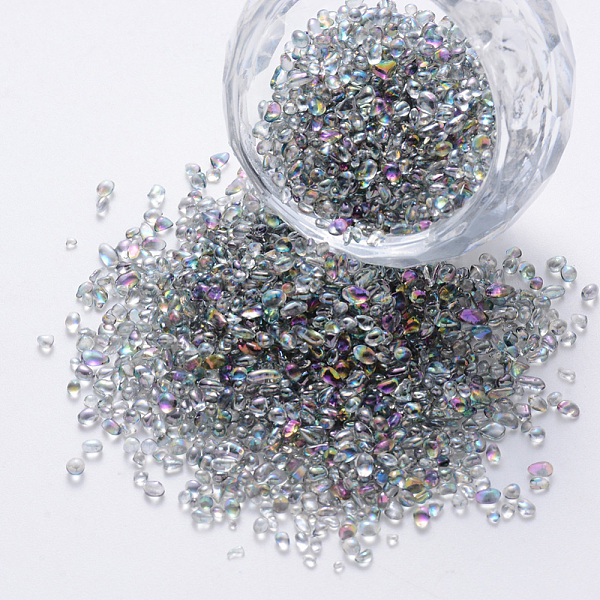 

PandaHall Baking Painted Glass Beads, No Hole Beads, Nail Art Decoration Accessories, Chip, Gray, 0.5~4x0.5~2x0.5~2mm, about 100g/bag Glass...