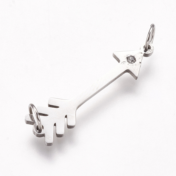 

PandaHall 316 Surgical Stainless Steel Links connectors, with Rhinestone, Arrow, Stainless Steel Color, 26.5x7x1.5mm, Hole: 3.5mm 316..., Clear