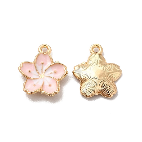 

PandaHall Alloy Enamel Pandants, Lead Free & Cadmium Free, Light Gold, Flower Charm, Pink, 16x13.5x3mm, Hole: 1.4mm Alloy+Enamel Flower Pink