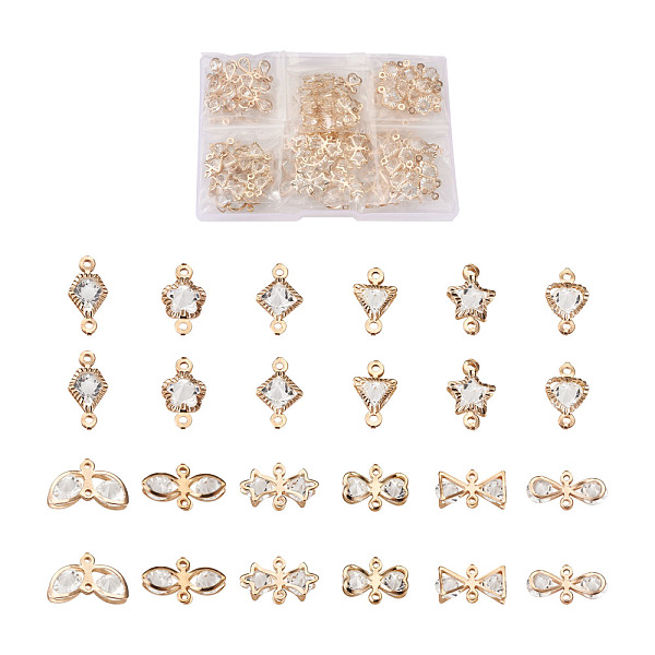 

PandaHall Alloy Rhinestone Crystal Links Connectors, Mixed Shapes, Light Gold, 120pcs/box Alloy+Rhinestone Mixed Shapes Clear