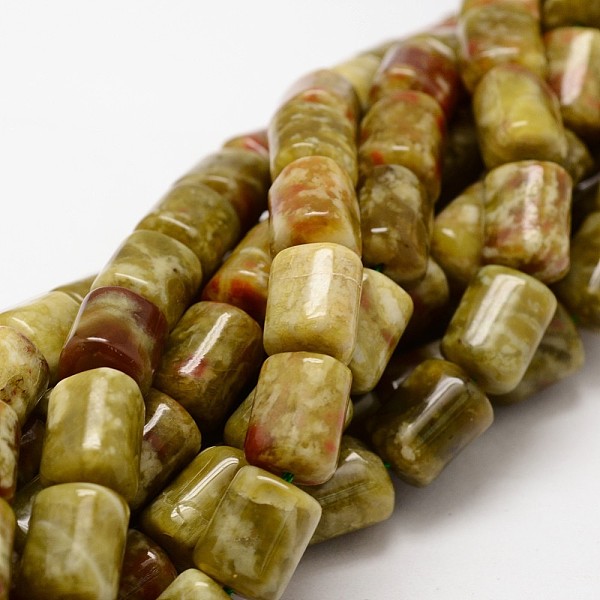 

PandaHall Column Natural Dragon Blood Jasper Beads Strands, 13x10mm, Hole: 1mm, about 32pcs/strand, 15.63 inch Dragon Blood Column