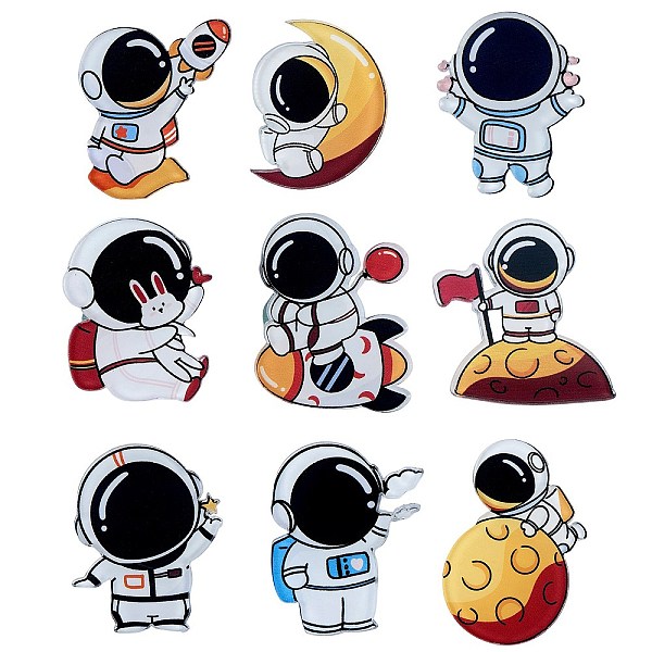 9 Stück 9 Astronauten-Broschennadeln