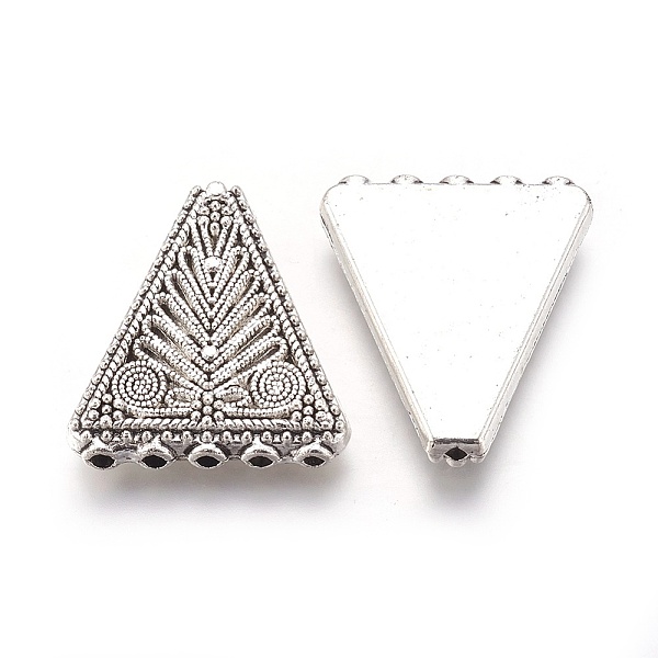 

PandaHall Tibetan Style Alloy Chandelier Components, Triangle, Antique Silver, 27x23.5~24x4mm, Hole: 1.6mm Alloy Triangle