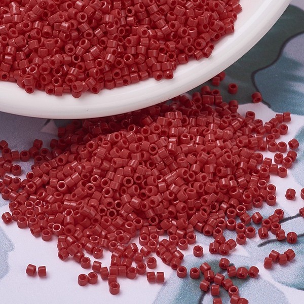 

PandaHall MIYUKI Delica Beads, Cylinder, Japanese Seed Beads, 11/0, (DB0723) Opaque Red, 1.3x1.6mm, Hole: 0.8mm, about 2000pcs/10g Glass Red