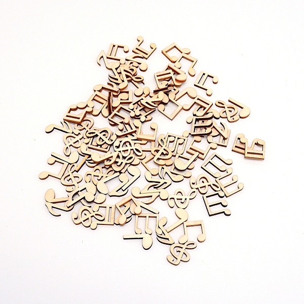 

PandaHall Wood Cabochons, Musical Note, BurlyWood, 15~21x10~15x2.5mm, about 100pcs/bag Wood Musical Note Orange