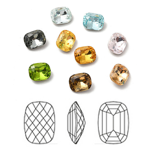 

PandaHall Faceted K9 Glass Rhinestone Cabochons, Pointed Back & Back Plated, Rectangle, Mixed Color, 10x8x4mm Glass Rhinestone Rectangle..., Multicolor