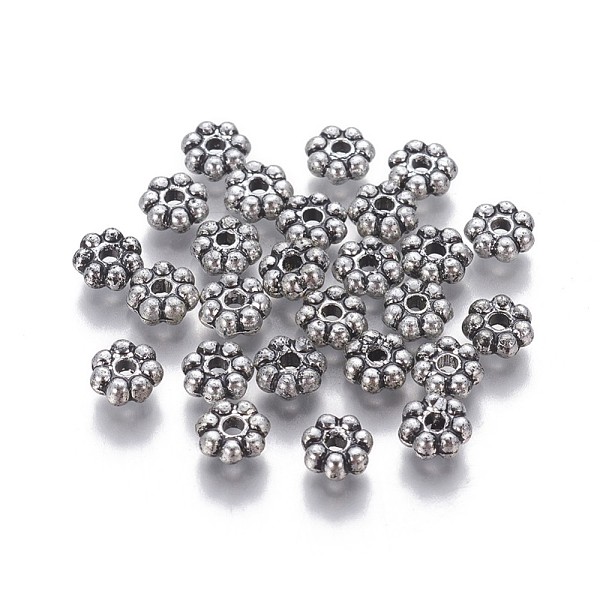 

PandaHall CCB Plastic Spacer Beads, Flower, Antique Silver, 6.2x2.3mm, Hole: 1.6mm Plastic Flower