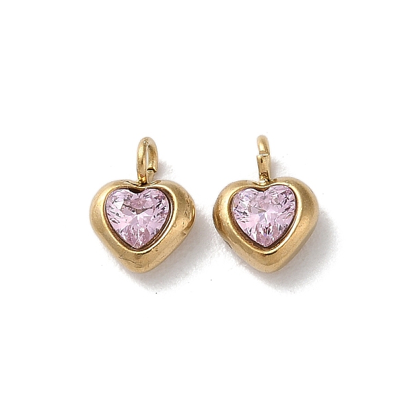 

PandaHall 304 Stainless Steel Micro Pave Cubic Zirconia Pendants, Heart Charms, Pink, 7x5x2.5mm, Hole: 1.5mm Stainless Steel+Cubic Zirconia...