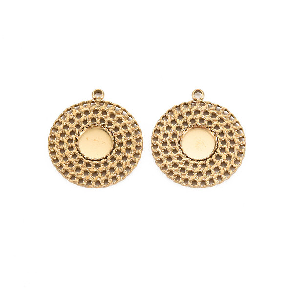 

PandaHall Ion Plating(IP) 304 Stainless Steel Pendant Enamel Settings, Flat Round, Real 14K Gold Plated, 20x18x1mm, Hole: 1.5mm 304...
