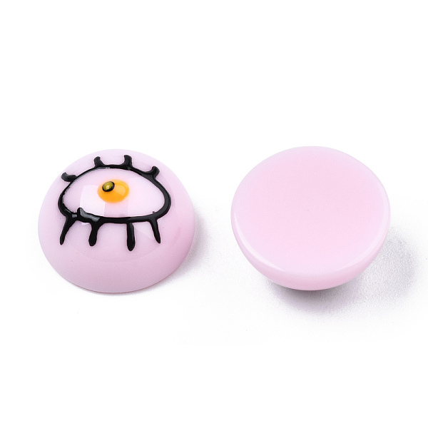 

PandaHall Opaque Resin Enamel Cabochons, Half Round with Black Eye, Pearl Pink, 15x8mm Resin Half Round