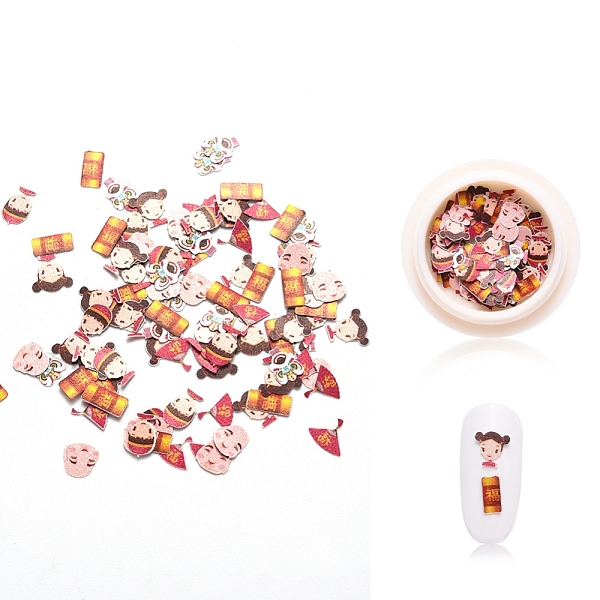 

PandaHall Paper Cabochons, Nail Art Decorations Accessories, Human, Elements of Spring Festival, Red, 5.5~7x3.5~6.5x0.1mm, about 50pcs/box...
