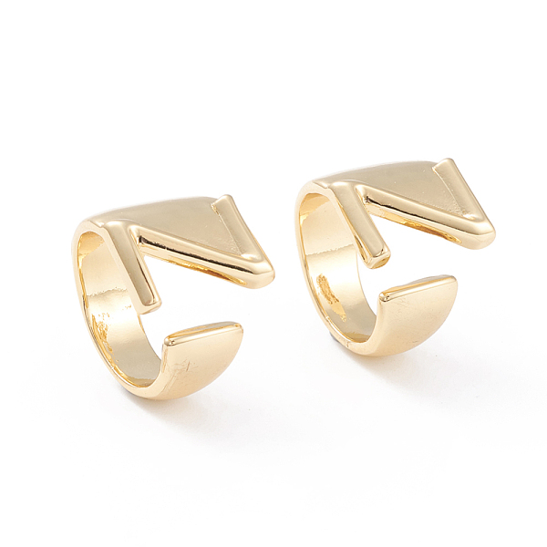 

PandaHall Brass Cuff Rings, Open Rings, Long-Lasting Plated, Real 18K Gold Plated, Letter.Z, Size 6, 17mm Brass Letter Z