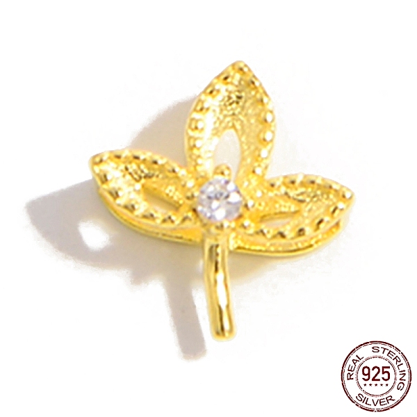 

PandaHall 925 Sterling Peg Bails, with Cubic Zirconia, Leaf, Real 18K Gold Plated, 9.5x8x4mm, Pin: 0.7mm Sterling Silver+Cubic Zirconia