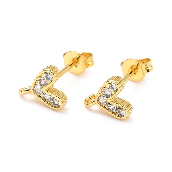 

PandaHall Brass Micro Pave Cubic Zirconia Stud Earrings Finding, with Loop, Real 18K Gold Plated, Heart, White, 8.2x7.3mm, Hole: 1.2mm, Pin...