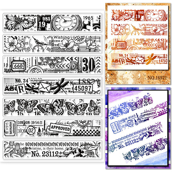 

PandaHall GLOBLELAND Vintage Flower Text Clear Stamps for Cards Making Retro Background Clear Stamp Seals Transparent Stamps for DIY...