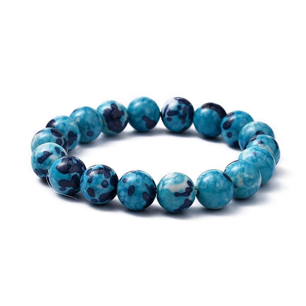 

PandaHall Ocean White Jade Stretch Bracelets, Blue, 53mm White Jade Blue