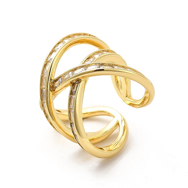 

PandaHall Clear Cubic Zirconia Criss Cross Open Cuff Ring, Brass Wide Hollow Ring for Women, Golden, US Size 7 3/4(17.9mm) Brass+Cubic...