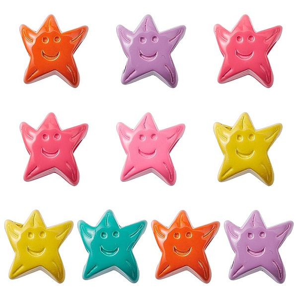 

PandaHall Spray Painted Alloy Beads, Star with Smiling Face, Mixed Color, 12x12.5x7mm, Hole: 4.5mm Alloy Star Multicolor
