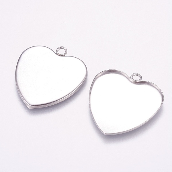 

PandaHall 304 Stainless Steel Pendant Cabochon Settings, Plain Edge Bezel Cups, Heart, Stainless Steel Color, Tray: 28x29mm, 34x31x1mm, Hole...