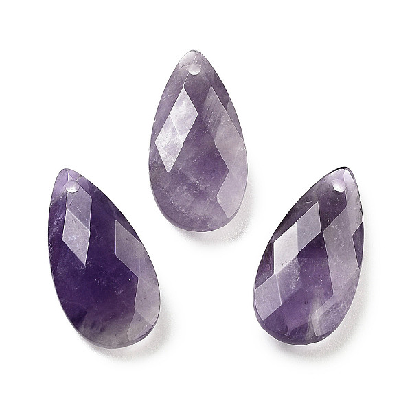 

PandaHall Natural Amethyst Pendants, Faceted Teardrop Charms, 24x12.5x6mm, Hole: 1.2mm Amethyst Teardrop
