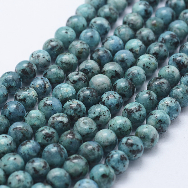 PandaHall Natural Larvikite Beads Strands, Dyed, Round, Dark Cyan, 8~8.5mm, Hole: 1mm, about 47~49pcs/strand, 14.5 inch~14.9 inch(37~38cm)...
