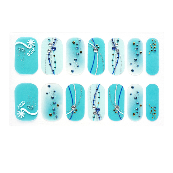 

PandaHall Full Cover Ombre Nails Wraps, Glitter Powder Color Street Nail Strips, Self-Adhesive, for Nail Tips Decorations, Dark Turquoise...