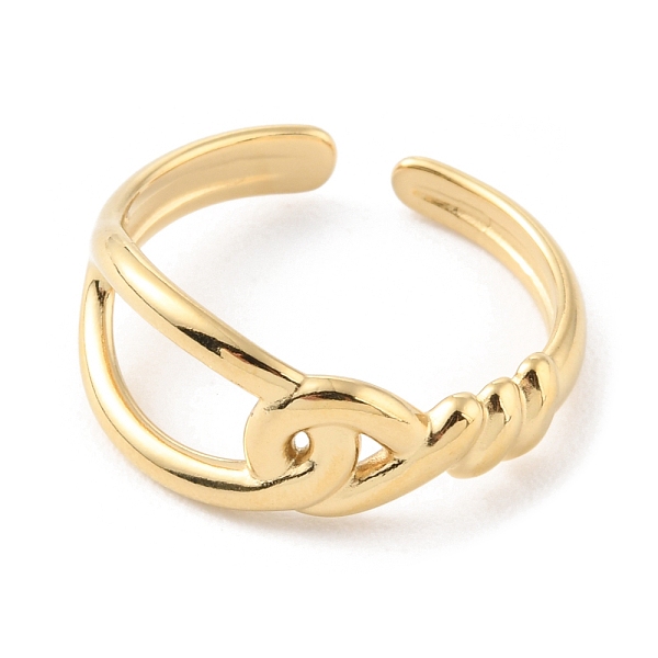 

PandaHall 304 Stainless Steel Hollow Knot Open Cuff Rings, Real 14K Gold Plated, US Size 7 1/4(17.5mm) 304 Stainless Steel