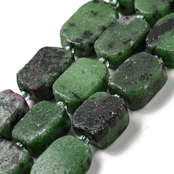 

PandaHall Natural Ruby in Zoisite Beads Strands, with Seed Beads, Rectangle, 12~17.5x9.5~13x5~7.5mm, Hole: 1mm, about 25~26pcs/strand...
