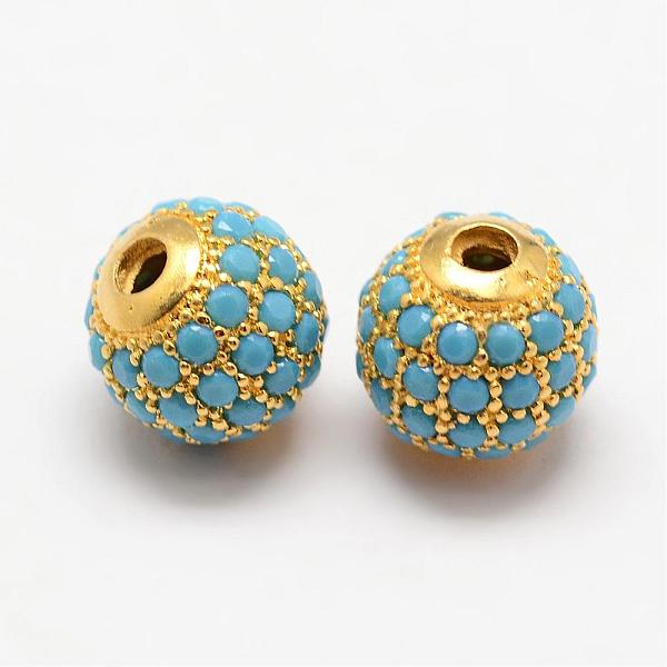 

PandaHall Round Brass Micro Pave Cubic Zirconia Beads, Golden, 8mm, Hole: 1.5mm Brass+Cubic Zirconia Round Blue